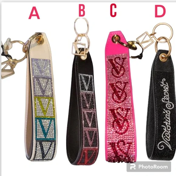 ☆Victoria's Secret☆ キラキラなロゴ ストラップ キーチェーン Victoria's Secret Wristlet Strap Sparkle Keychain Heart